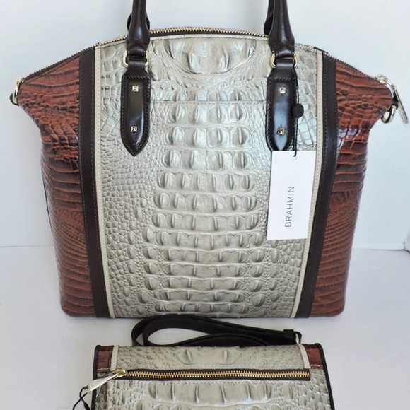 Brahmin Large Duxbury Hemlock Westwood Leather Satchel & Checkbook Wallet NWT - Picture 2 of 7